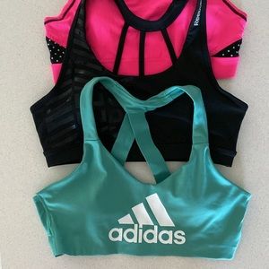 Lot of three (3) athletic bras, M: Adidas, Reebok & R8